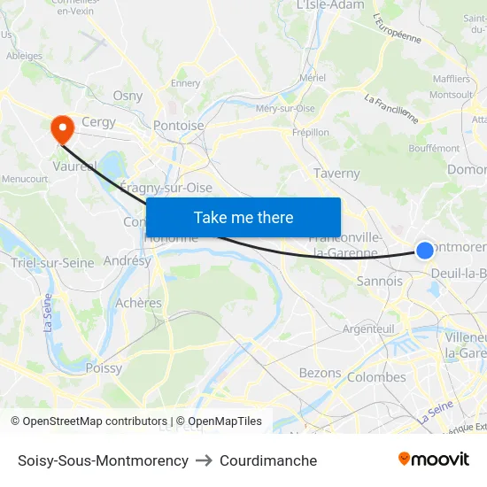Soisy-Sous-Montmorency to Courdimanche map