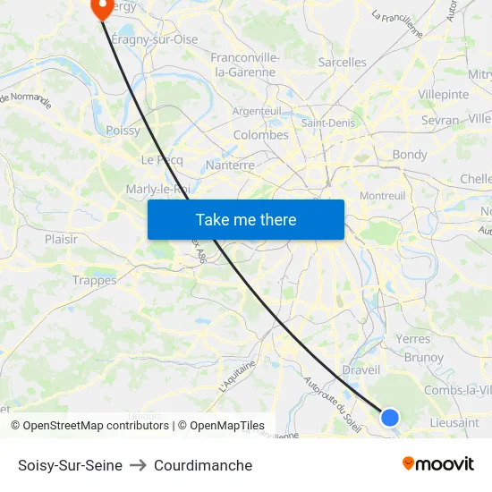 Soisy-Sur-Seine to Courdimanche map