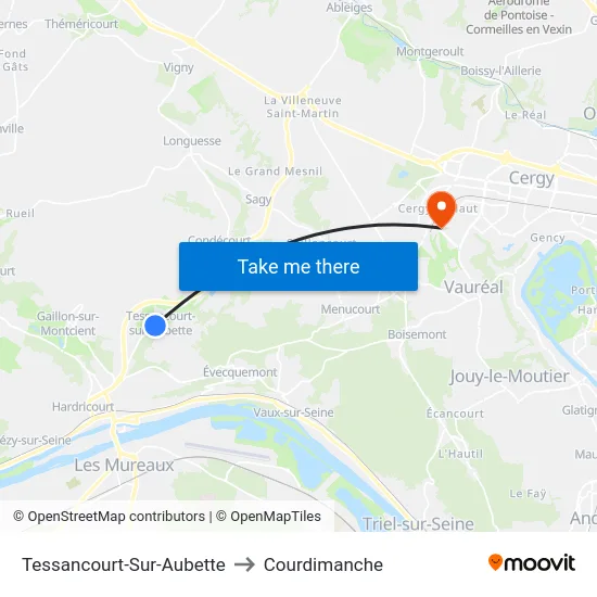 Tessancourt-Sur-Aubette to Courdimanche map