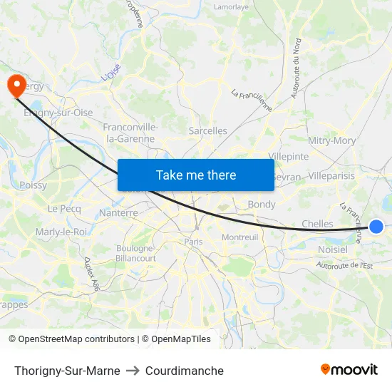 Thorigny-Sur-Marne to Courdimanche map