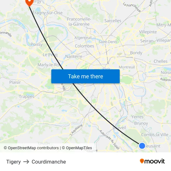 Tigery to Courdimanche map