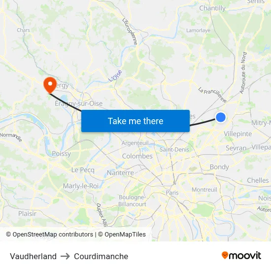 Vaudherland to Courdimanche map