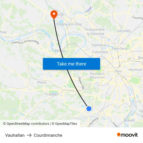 Vauhallan to Courdimanche map