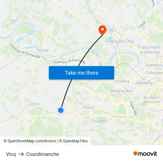Vicq to Courdimanche map