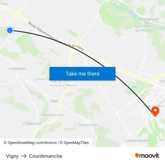 Vigny to Courdimanche map