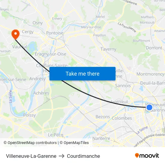 Villeneuve-La-Garenne to Courdimanche map