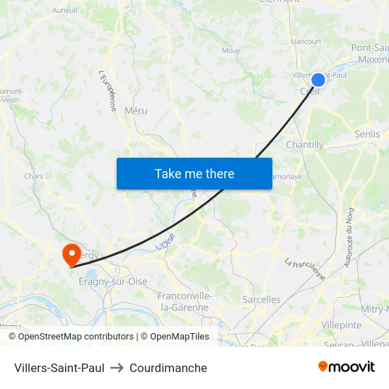 Villers-Saint-Paul to Courdimanche map