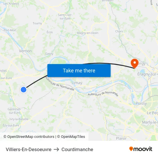 Villiers-En-Desoeuvre to Courdimanche map