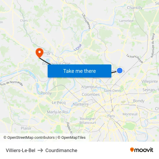 Villiers-Le-Bel to Courdimanche map