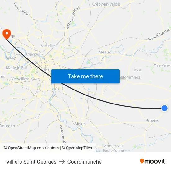 Villiers-Saint-Georges to Courdimanche map