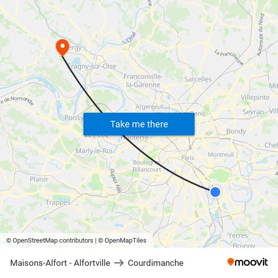 Maisons-Alfort - Alfortville to Courdimanche map