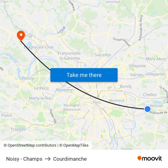 Noisy - Champs to Courdimanche map