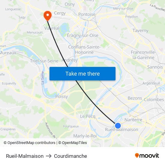 Rueil-Malmaison to Courdimanche map