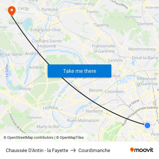 Chaussée D'Antin - la Fayette to Courdimanche map