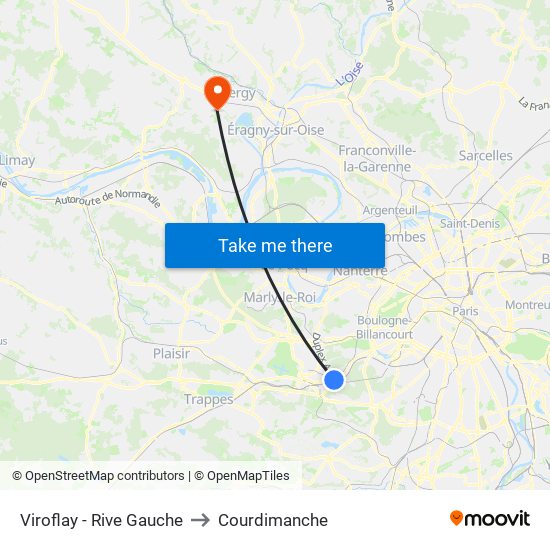 Viroflay - Rive Gauche to Courdimanche map
