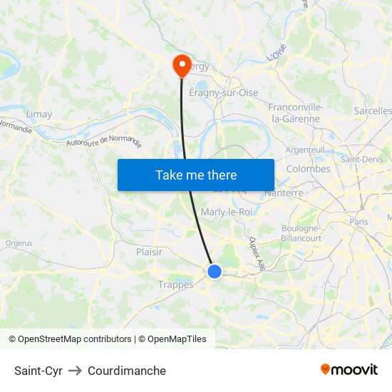 Saint-Cyr to Courdimanche map