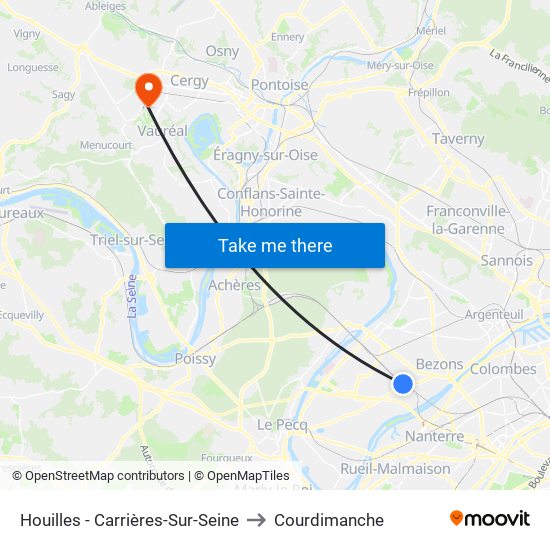 Houilles - Carrières-Sur-Seine to Courdimanche map