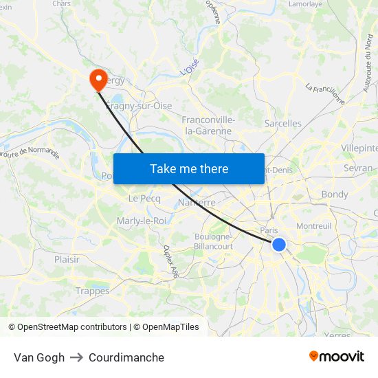 Van Gogh to Courdimanche map