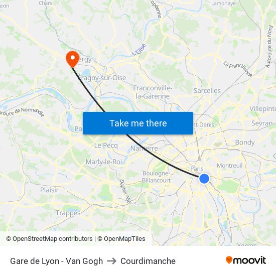 Gare de Lyon - Van Gogh to Courdimanche map