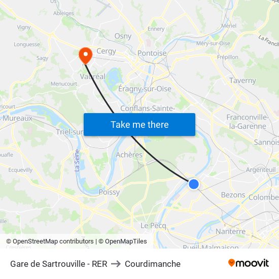 Gare de Sartrouville - RER to Courdimanche map