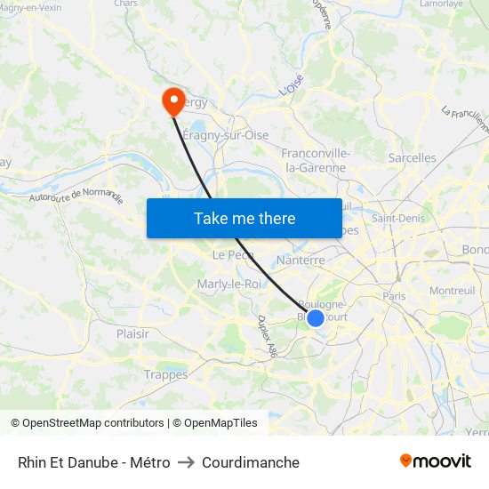 Rhin Et Danube - Métro to Courdimanche map