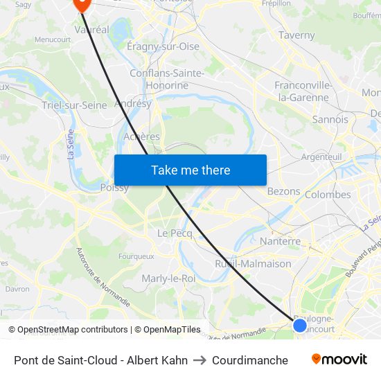 Pont de Saint-Cloud - Albert Kahn to Courdimanche map