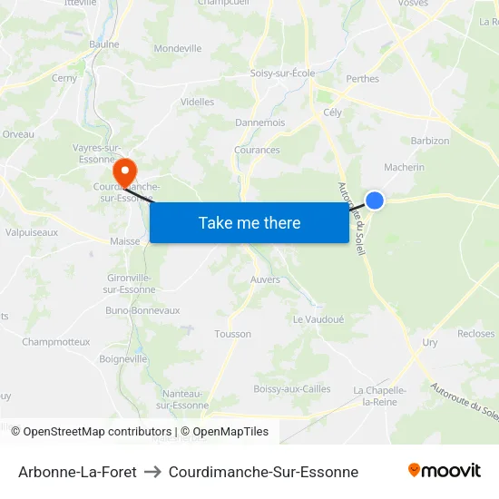 Arbonne-La-Foret to Courdimanche-Sur-Essonne map