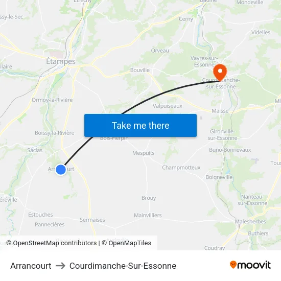 Arrancourt to Courdimanche-Sur-Essonne map