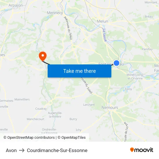 Avon to Courdimanche-Sur-Essonne map
