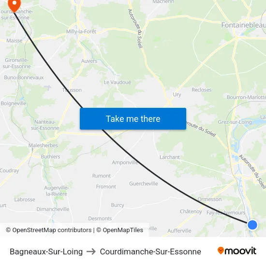 Bagneaux-Sur-Loing to Courdimanche-Sur-Essonne map