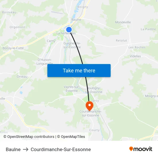 Baulne to Courdimanche-Sur-Essonne map