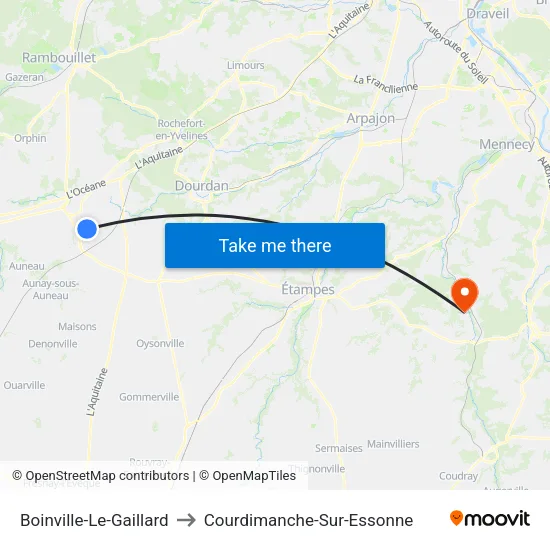 Boinville-Le-Gaillard to Courdimanche-Sur-Essonne map
