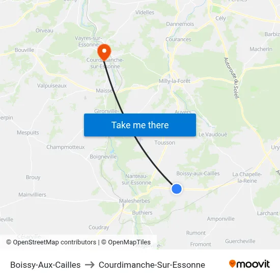 Boissy-Aux-Cailles to Courdimanche-Sur-Essonne map