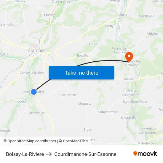 Boissy-La-Riviere to Courdimanche-Sur-Essonne map