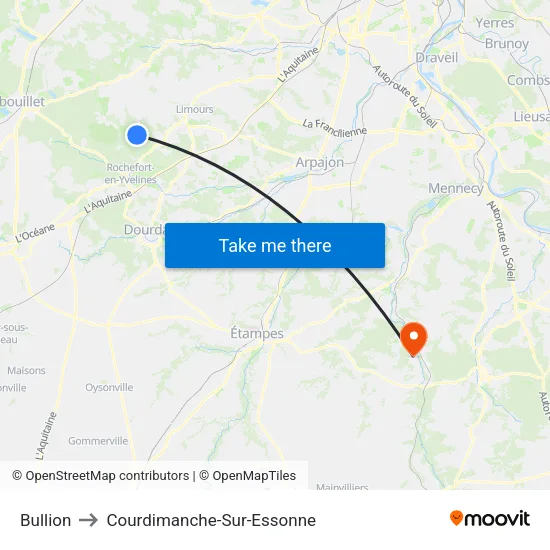 Bullion to Courdimanche-Sur-Essonne map