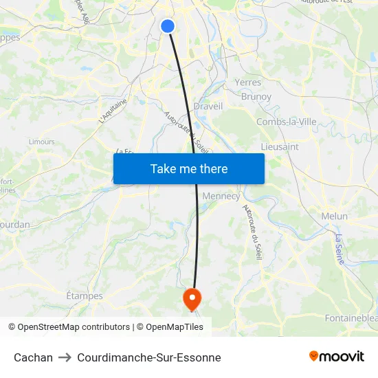 Cachan to Courdimanche-Sur-Essonne map