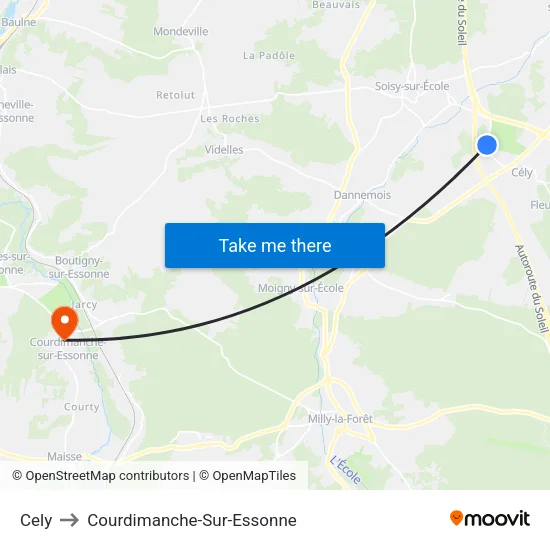 Cely to Courdimanche-Sur-Essonne map