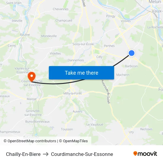 Chailly-En-Biere to Courdimanche-Sur-Essonne map