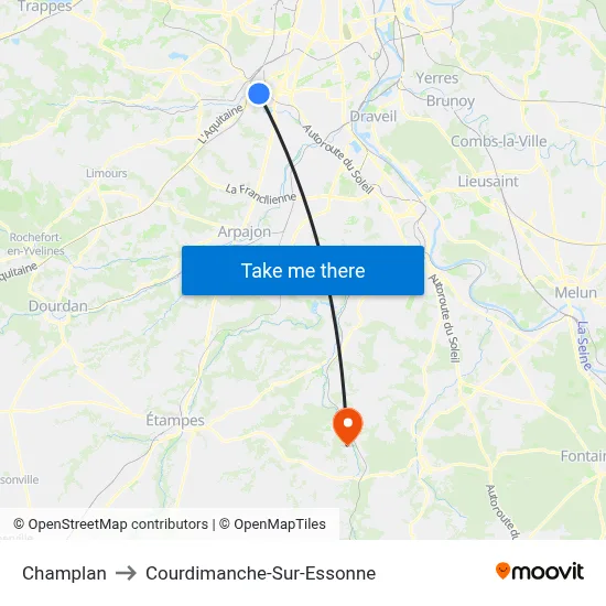 Champlan to Courdimanche-Sur-Essonne map