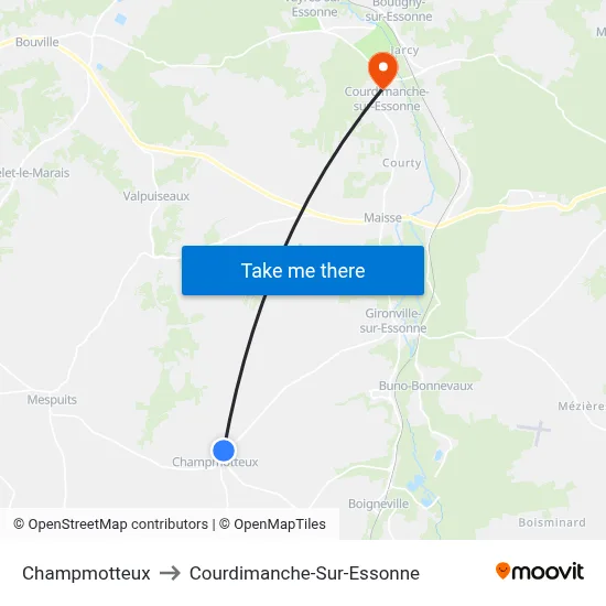 Champmotteux to Courdimanche-Sur-Essonne map