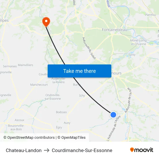 Chateau-Landon to Courdimanche-Sur-Essonne map