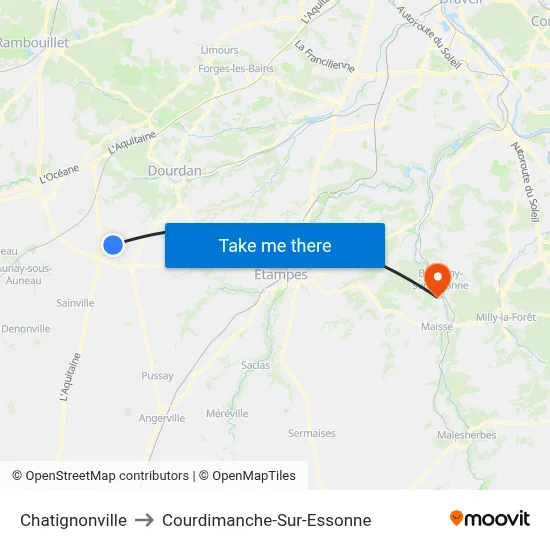 Chatignonville to Courdimanche-Sur-Essonne map