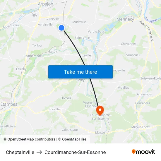 Cheptainville to Courdimanche-Sur-Essonne map