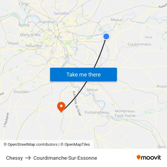Chessy to Courdimanche-Sur-Essonne map