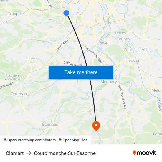 Clamart to Courdimanche-Sur-Essonne map