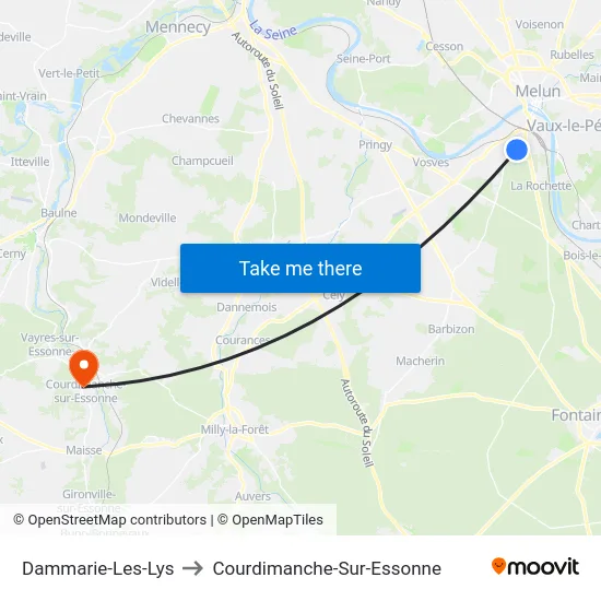 Dammarie-Les-Lys to Courdimanche-Sur-Essonne map