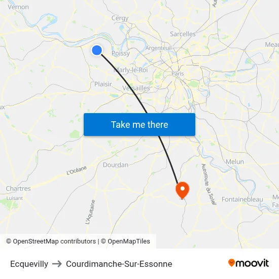 Ecquevilly to Courdimanche-Sur-Essonne map