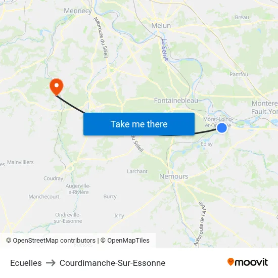 Ecuelles to Courdimanche-Sur-Essonne map