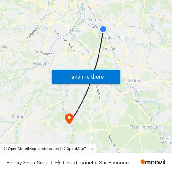 Epinay-Sous-Senart to Courdimanche-Sur-Essonne map