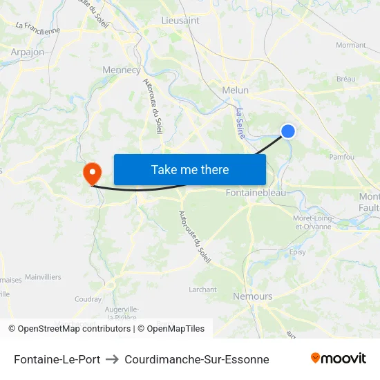 Fontaine-Le-Port to Courdimanche-Sur-Essonne map